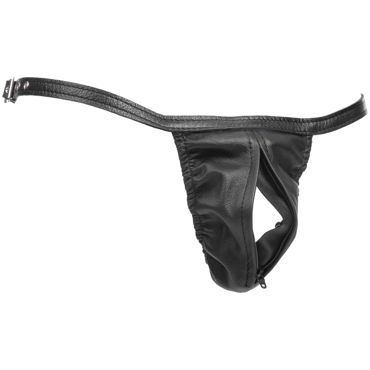 Rimba Men’s Leather Zip-Front Adjustable G-String