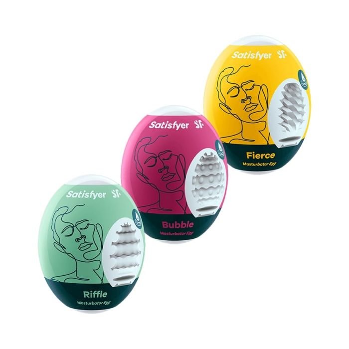 Satisfyer Masturbator Egg 3 Set Riffle, Bubble, Fierce