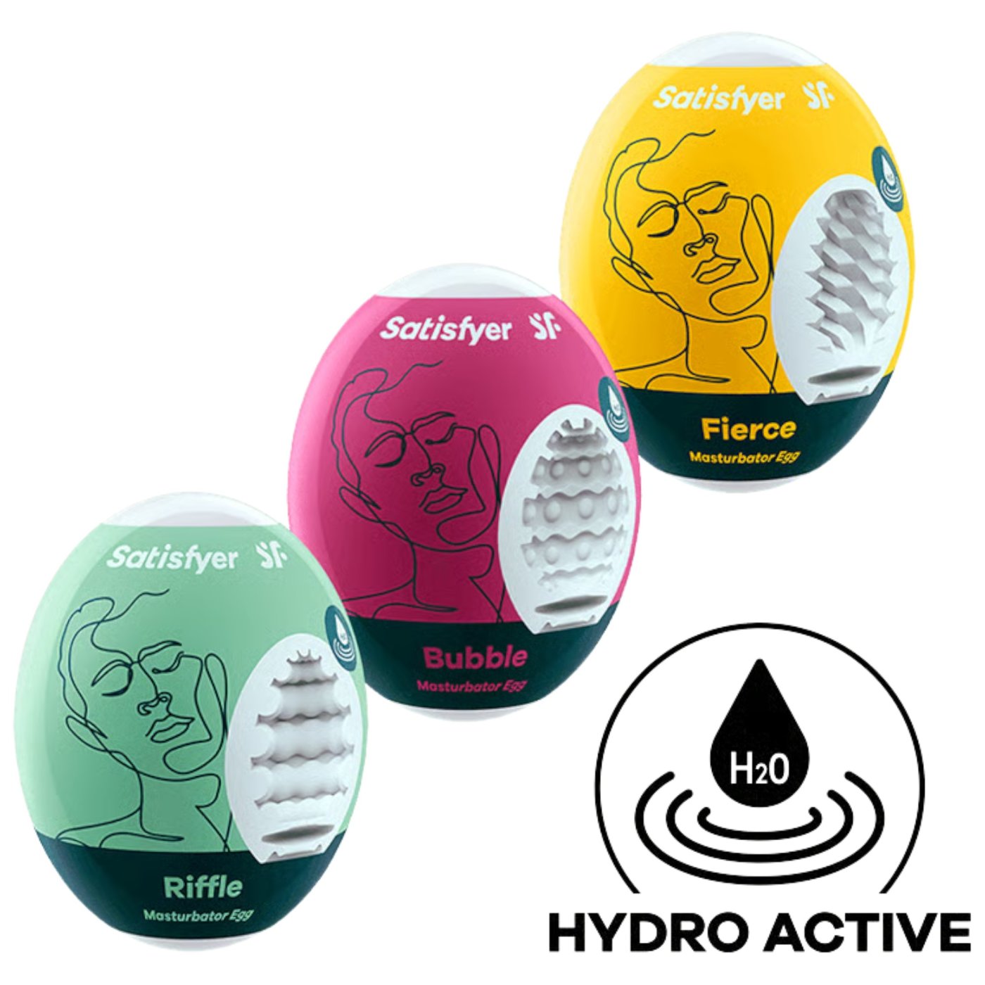 Satisfyer 3-Piece Male Masturbator Egg Set Riffle, Bubble &amp; Fierce