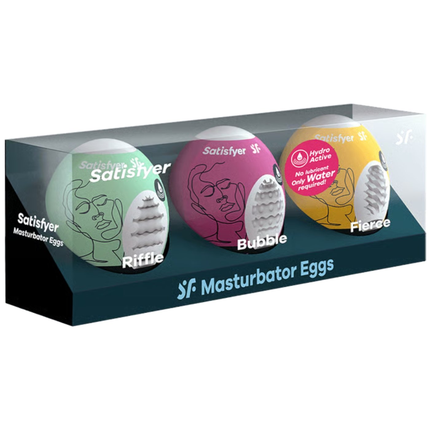 Satisfyer 3-Piece Male Masturbator Egg Set Riffle, Bubble & Fierce