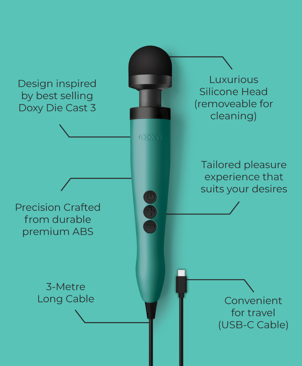 Doxy 3 USB-C-Powered Wand Massager Turquoise