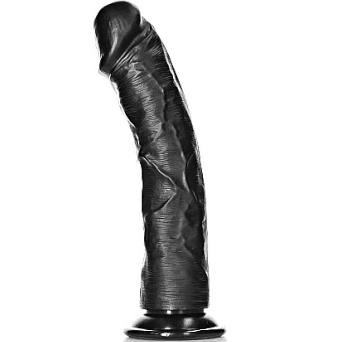 RealRock Curved Realistic Dildo with Suction Cup Black 10 Inch
