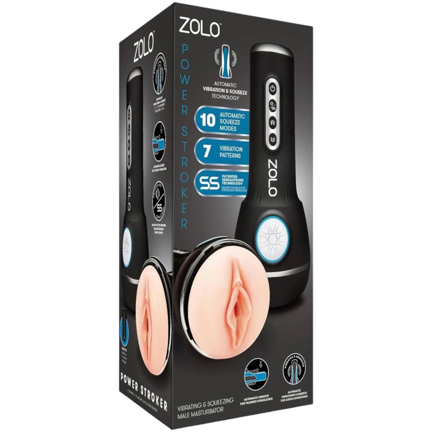 Zolo Power Stroker Vibrating & Squeezing Male Masturbator