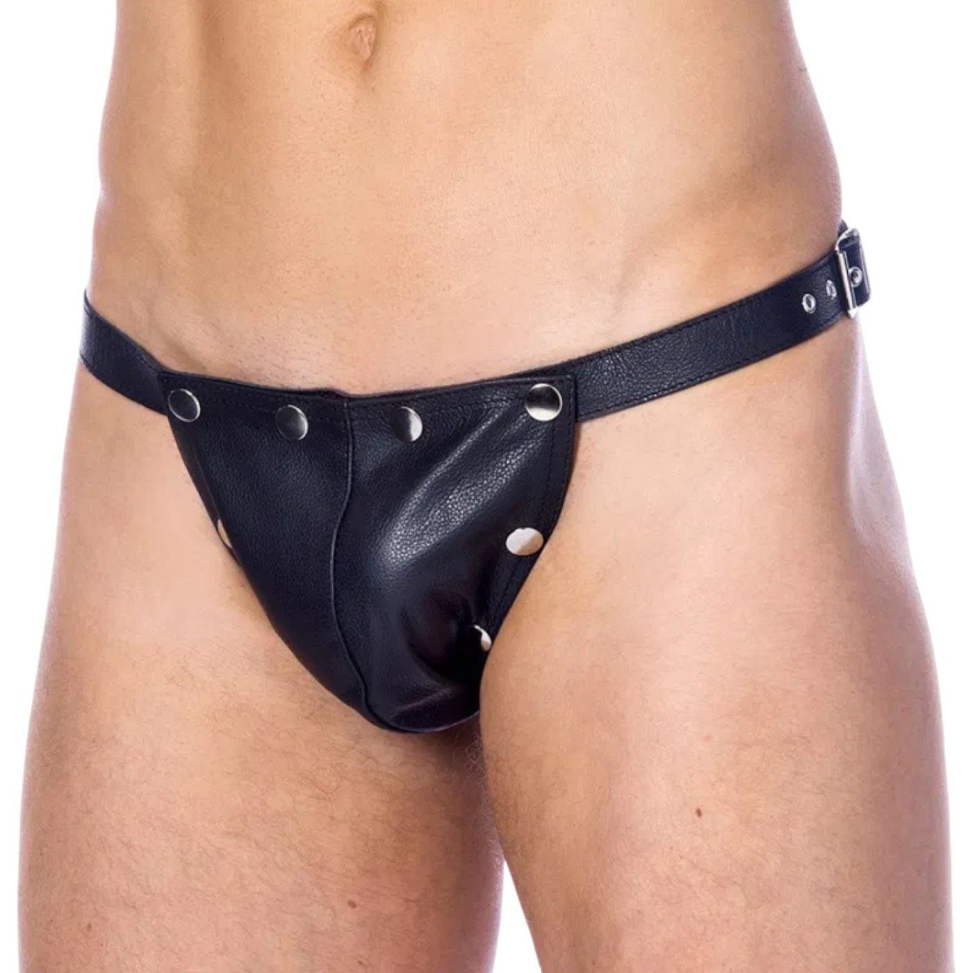 Rimba Leather Brief With Open Front