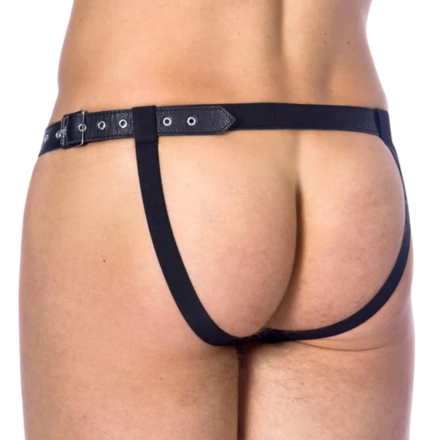 Rimba Leather Brief With Open Front