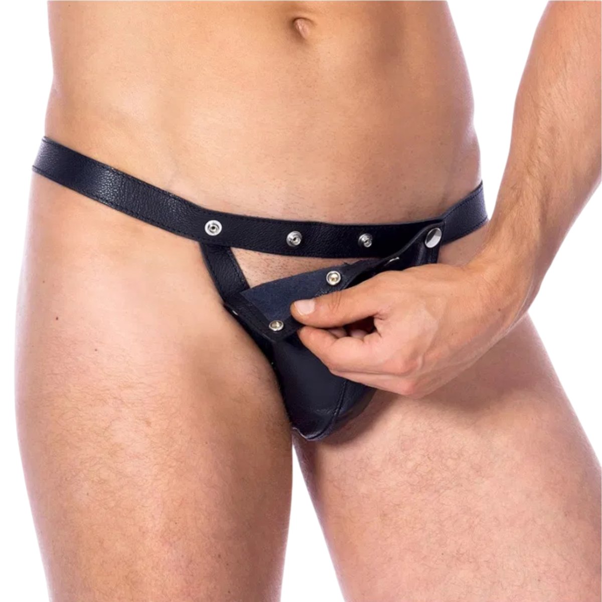 Rimba Leather Brief With Open Front