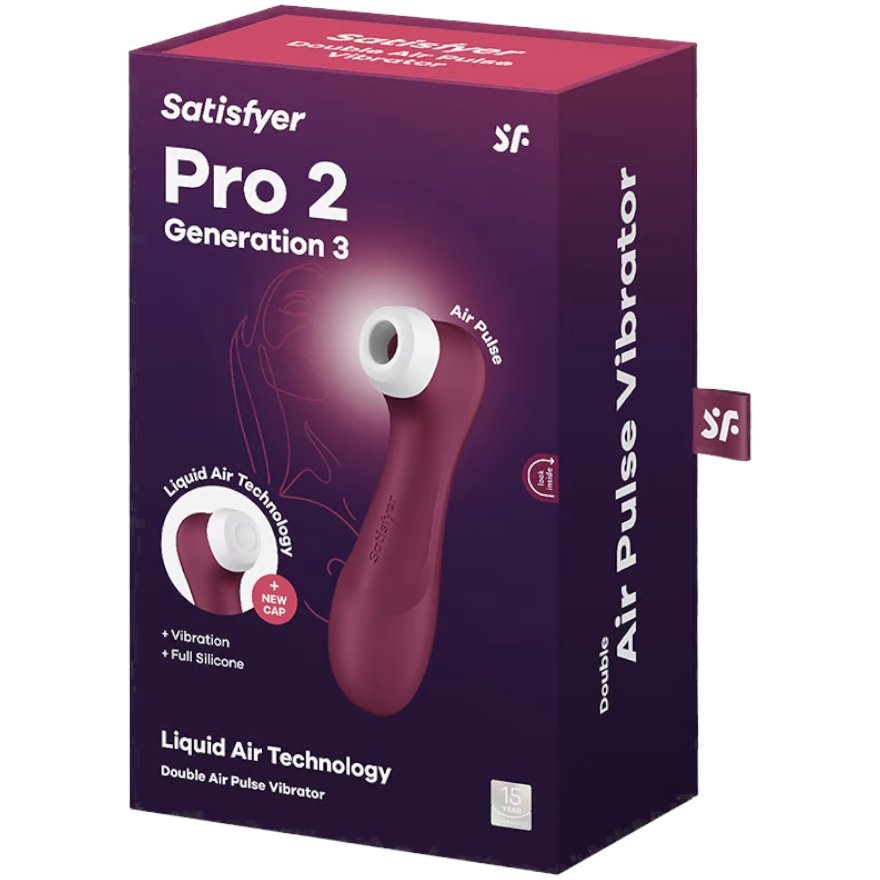 Satisfyer Pro 2 Generation 3 Liquid Air Rechargeable Clitoral Vibrator Red
