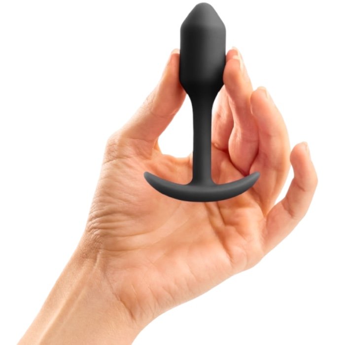 b-Vibe Snug Plug 1 Small Weighted Silicone Butt Plug 3.4 Inch Black