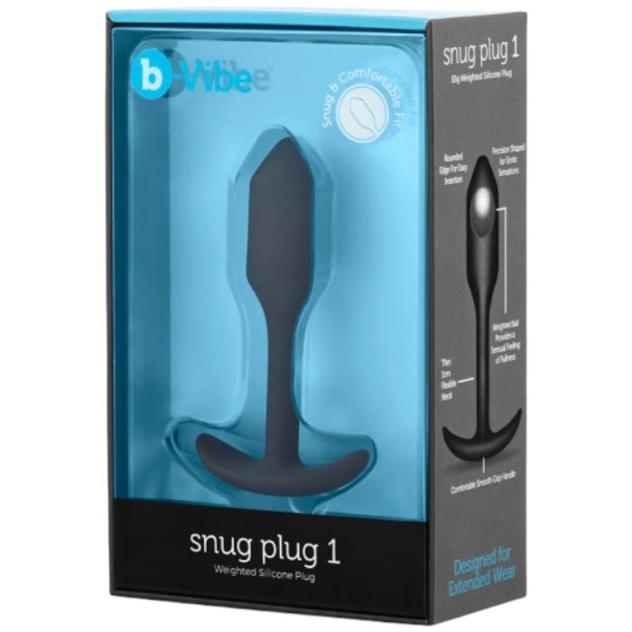 b-Vibe Snug Plug 1 Small Weighted Silicone Butt Plug 3.4 Inch Black