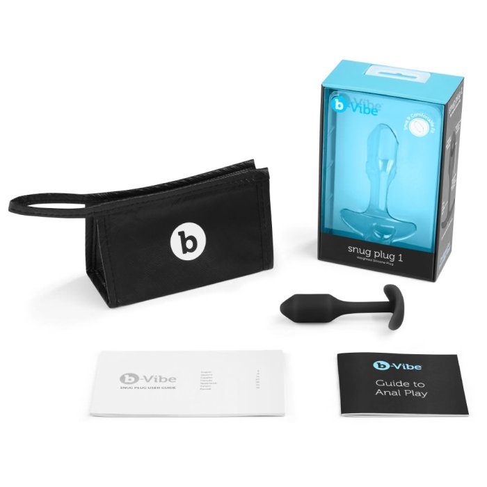 b-Vibe Snug Plug 1 Small Weighted Silicone Butt Plug 3.4 Inch Black