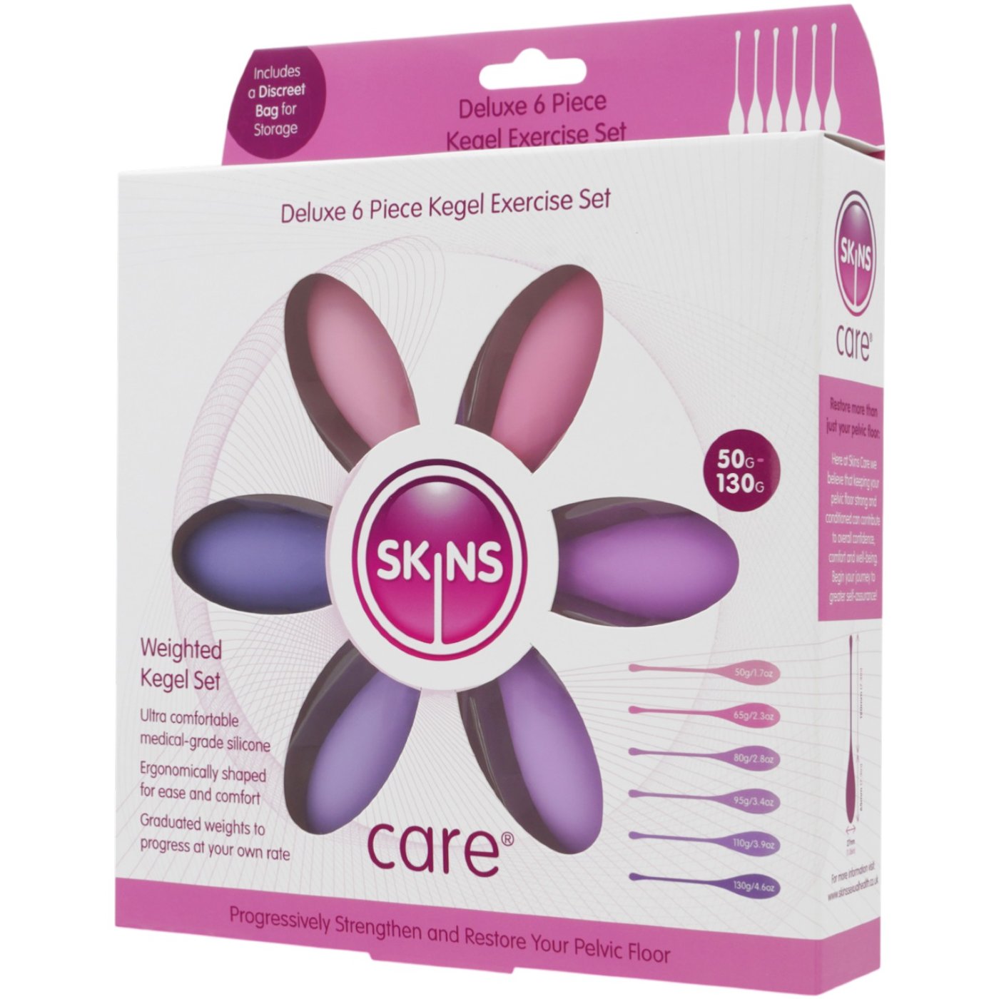 Skins Care Deluxe Weighted Kegel Balls Exercise Set (6 Piece)