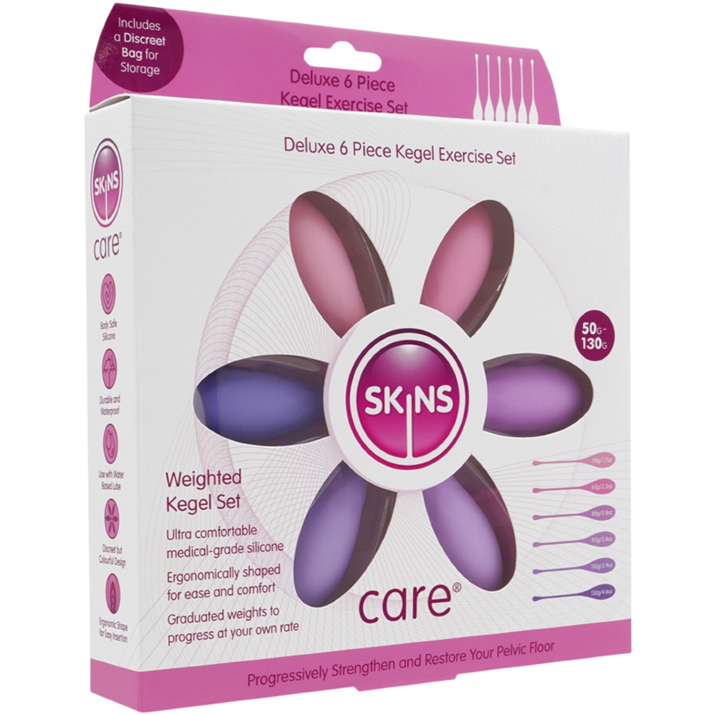 Skins Care Deluxe Weighted Kegel Balls Exercise Set (6 Piece)