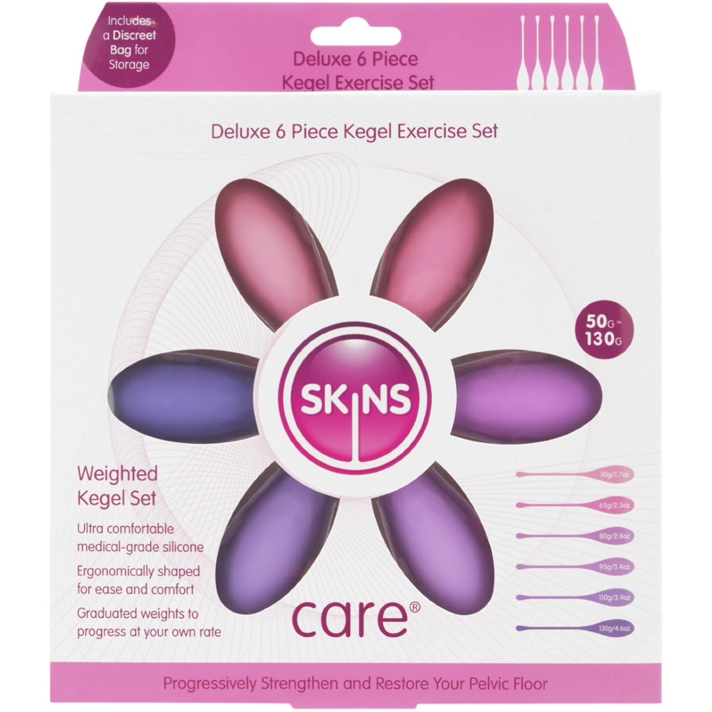 Skins Care Deluxe Weighted Kegel Balls Exercise Set (6 Piece)