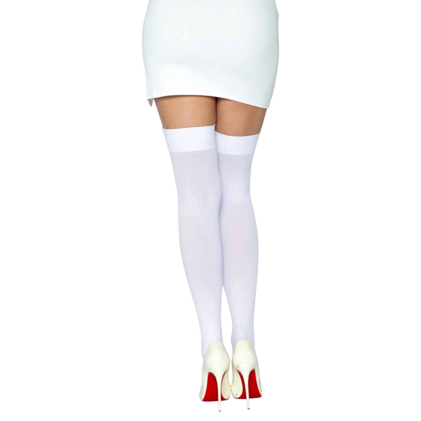 Leg Avenue Opaque Nylon Thigh High Stockings White