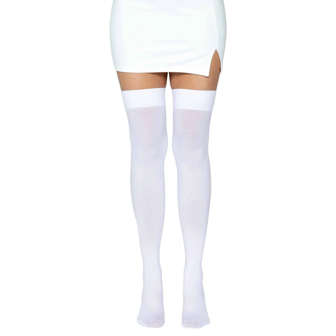 Leg Avenue Opaque Nylon Thigh High Stockings White