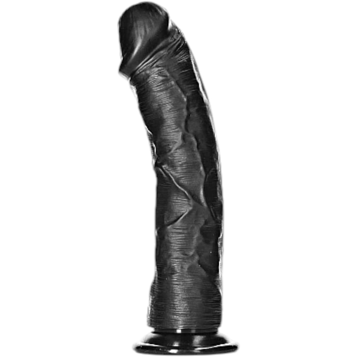 RealRock Curved Realistic Dildo with Suction Cup Black 9 Inch