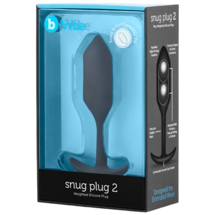 b-Vibe Snug Plug 2 Medium Weighted Silicone Butt Plug 4.1 Inch Black