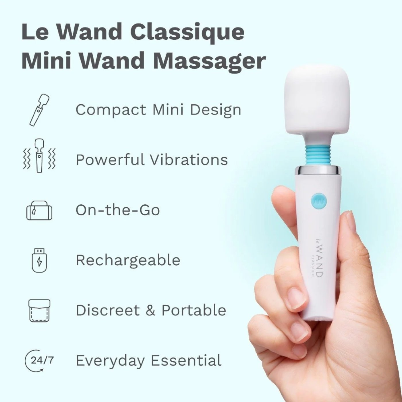Le Wand Classique Mini Rechargeable Vibrating Wand Massager