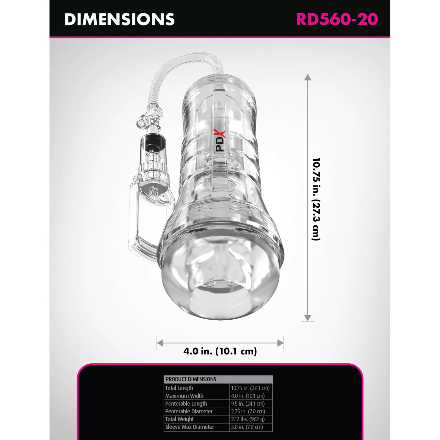 PDX Elite ViewTube Vac XXL See-Thru Pump Stroker