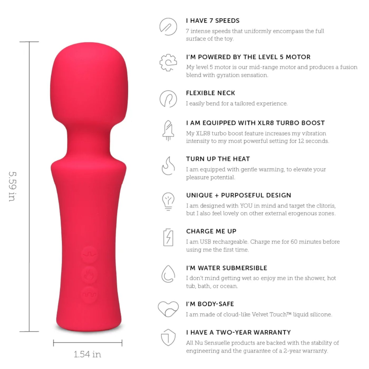Nu Sensuelle XLR8 Adore Warming Mini Wand Vibrator