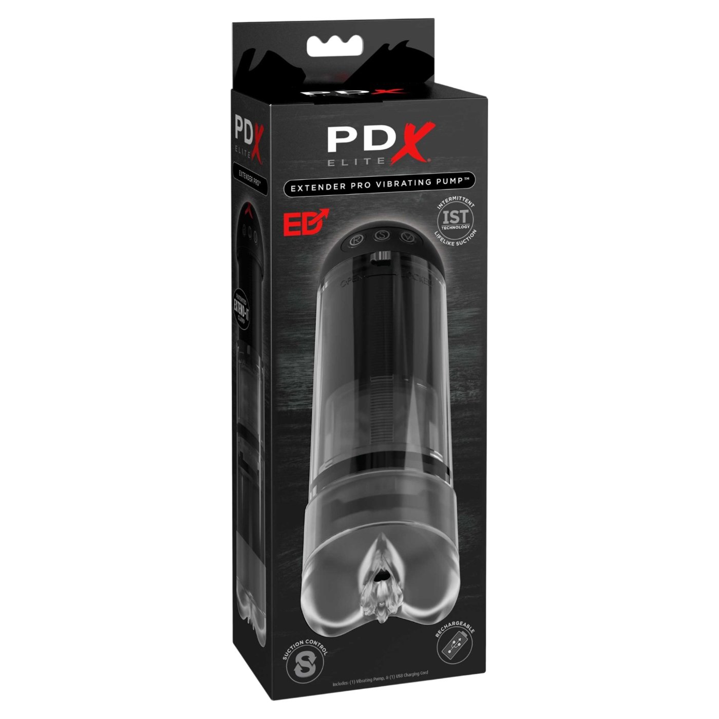 PDX Elite Extender Pro Vibrating Pump Male Masturbator