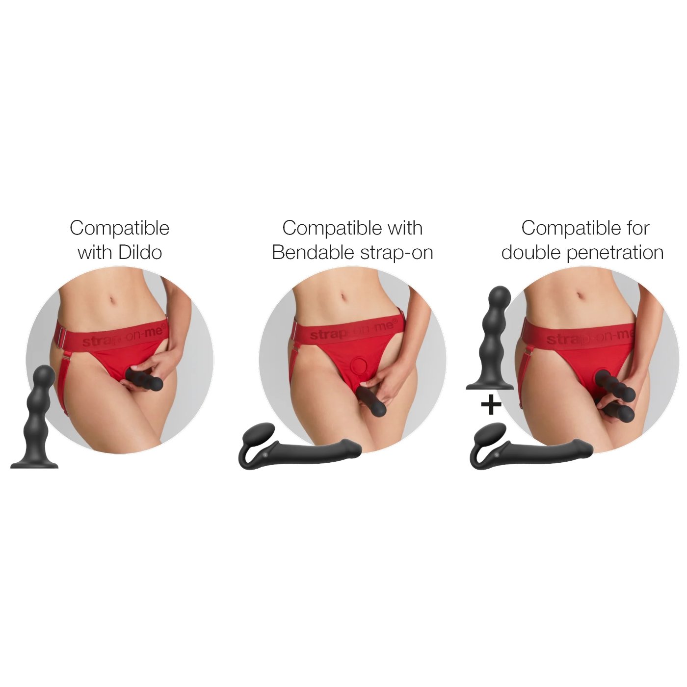 Strap-On-Me Unique Double Penetration Harness Thong Red