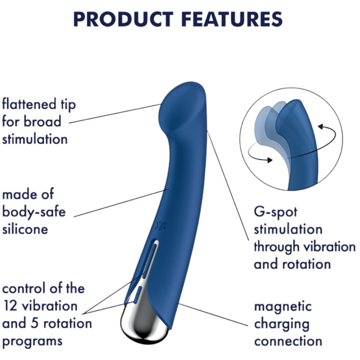 Satisfyer Spinning G-Spot 1 Silicone Rechargeable G-Spot Vibrator Blue