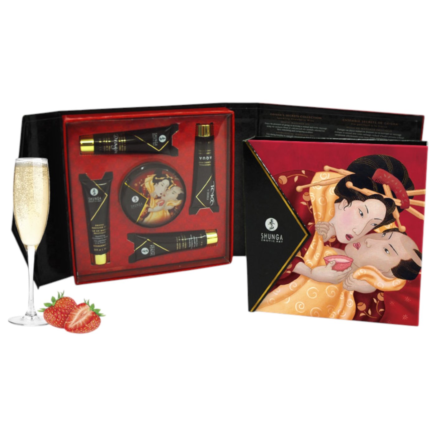 Shunga Geisha's Secret Gift Set Sparkling Strawberry Wine (5 Piece)