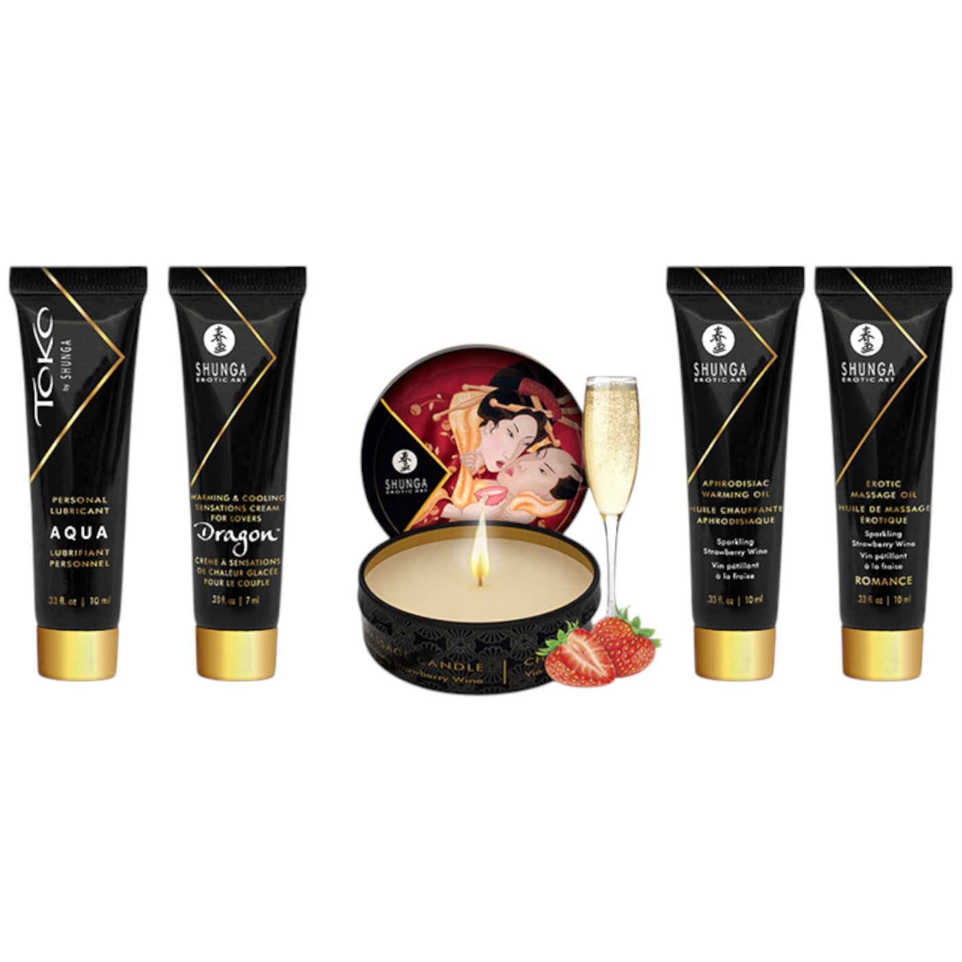Shunga Geisha's Secret Gift Set Sparkling Strawberry Wine (5 Piece)