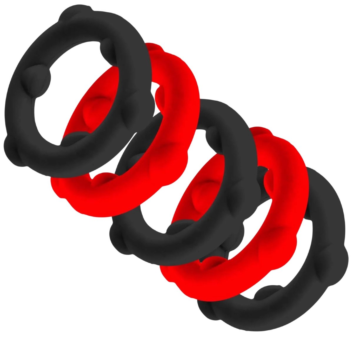 Oxballs Gearheads Mega-Stretch Liquid Silicone Cock Rings Black/Red (5-Pack)
