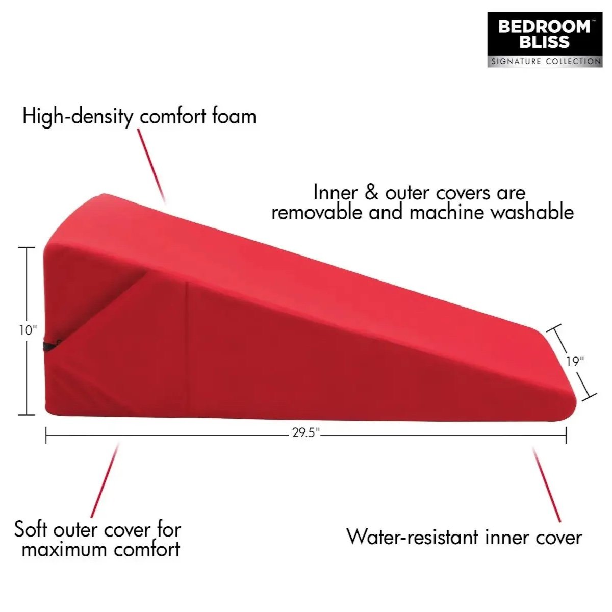 Bedroom Bliss XL Love Wedge Cushion Red