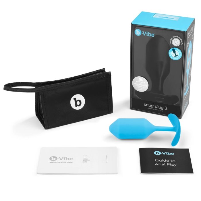 b-Vibe Snug Plug 3 Large Weighted Silicone Butt Plug 4.7 Inch Teal