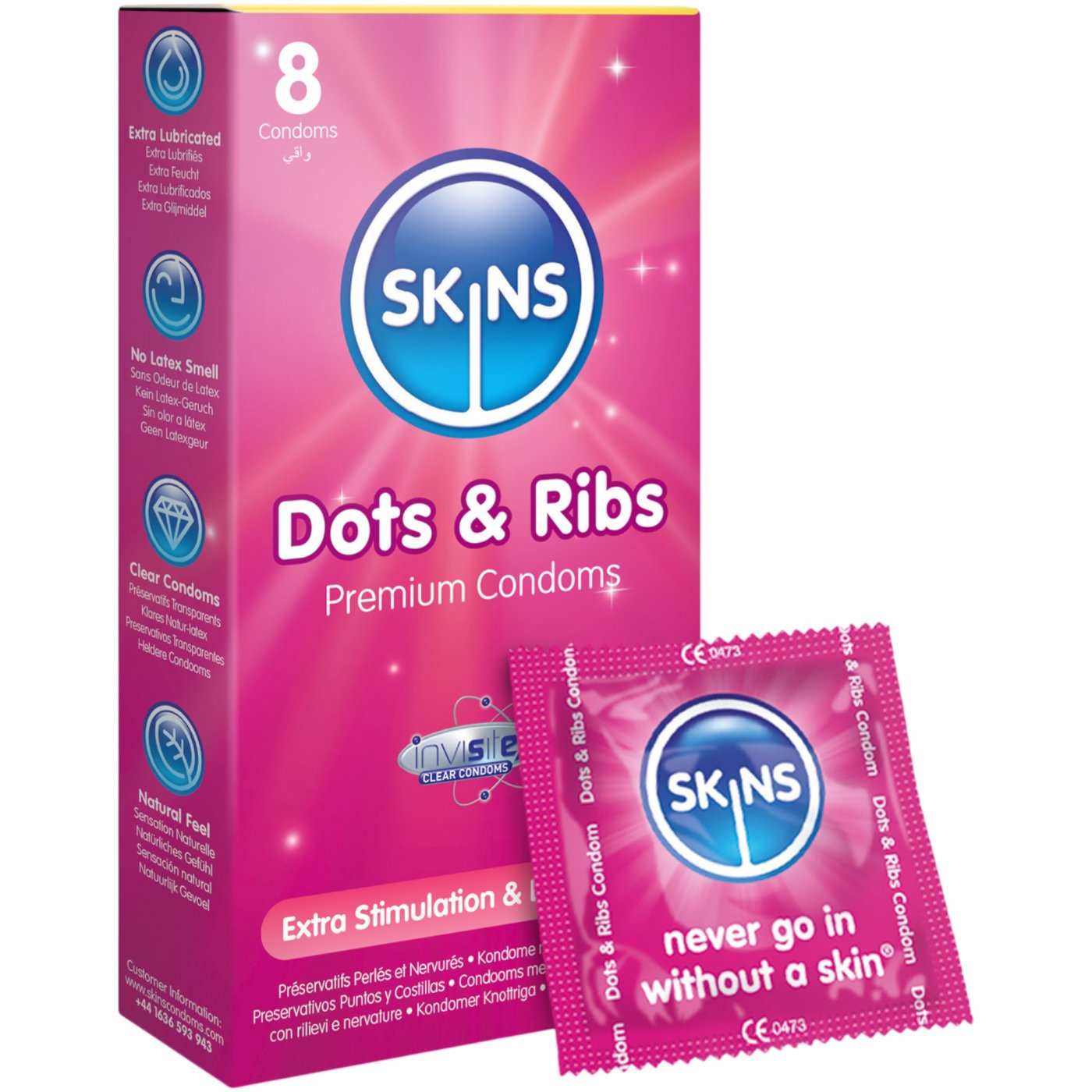 Skins Dots &amp; Ribs Premium Condoms (8 Pack)