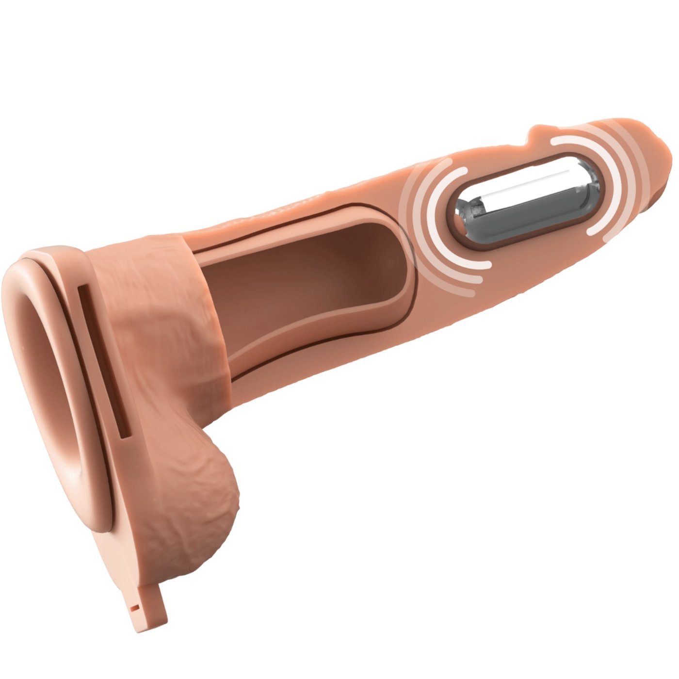 Fantasy X-Tensions Elite 6 Inch Vibrating Hollow Silicone Strap-On with Harness