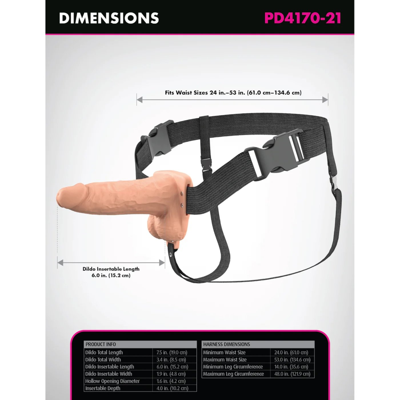 Fantasy X-Tensions Elite 6 Inch Vibrating Hollow Silicone Strap-On with Harness