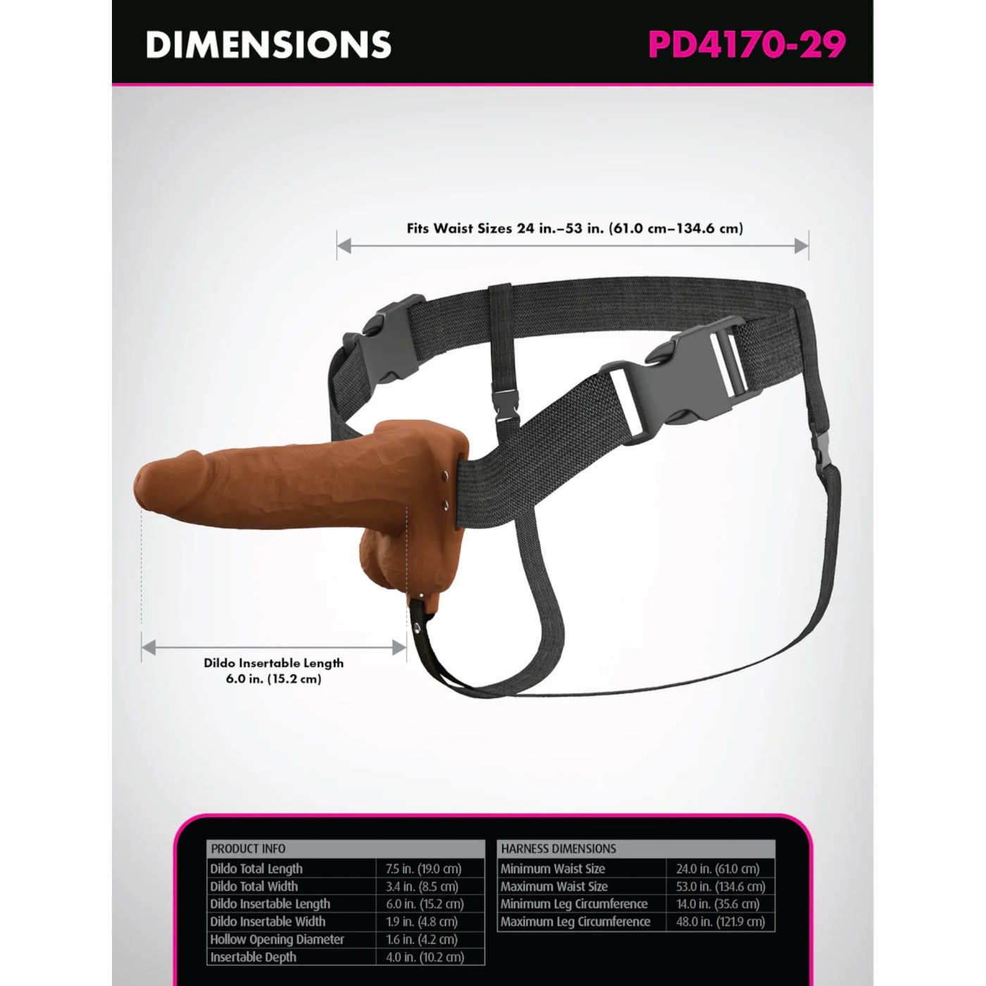 Fantasy X-Tensions Elite 6 Inch Vibrating Hollow Silicone Strap-On with Harness