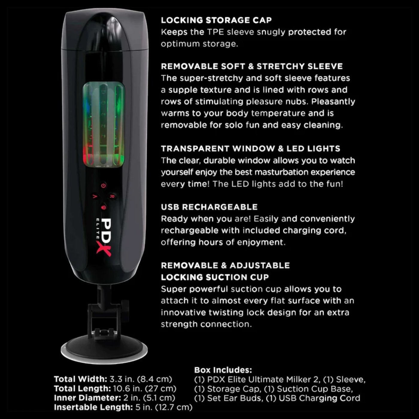 PDX Elite Ultimate Milker 2 Hands-Free Male Masturbator