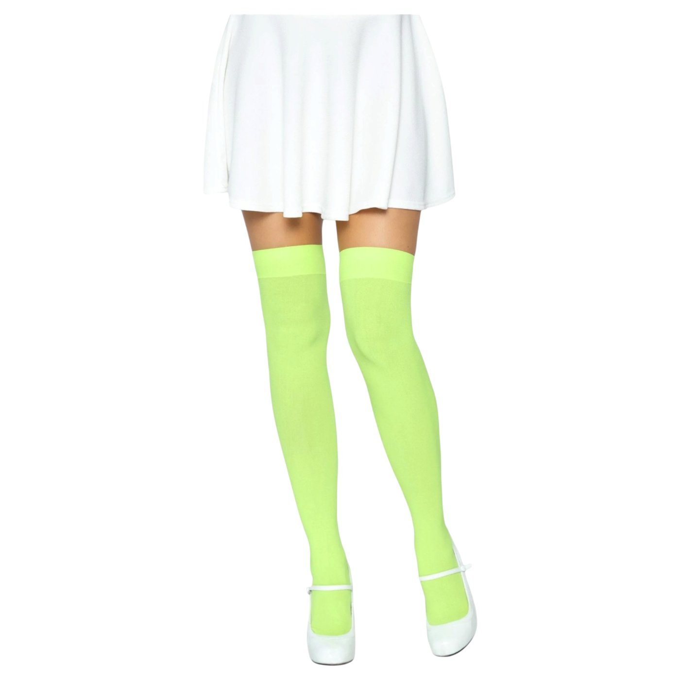 Leg Avenue Opaque Nylon Thigh High Stockings Neon Green