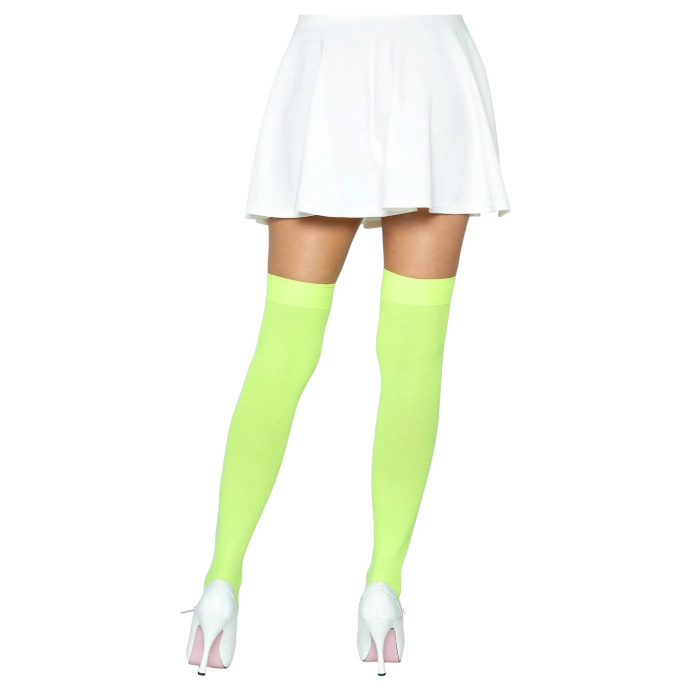Leg Avenue Opaque Nylon Thigh High Stockings Neon Green