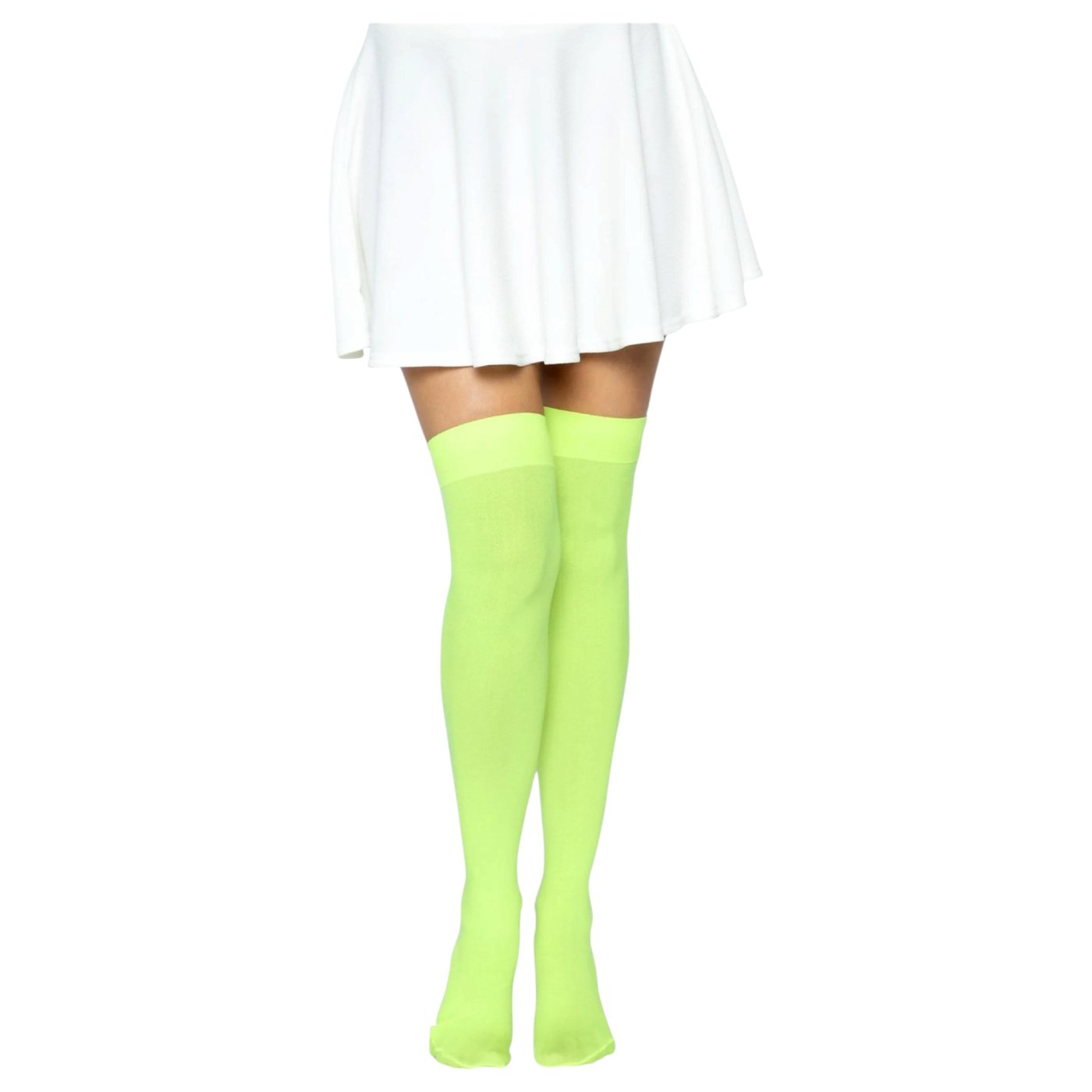 Leg Avenue Opaque Nylon Thigh High Stockings Neon Green
