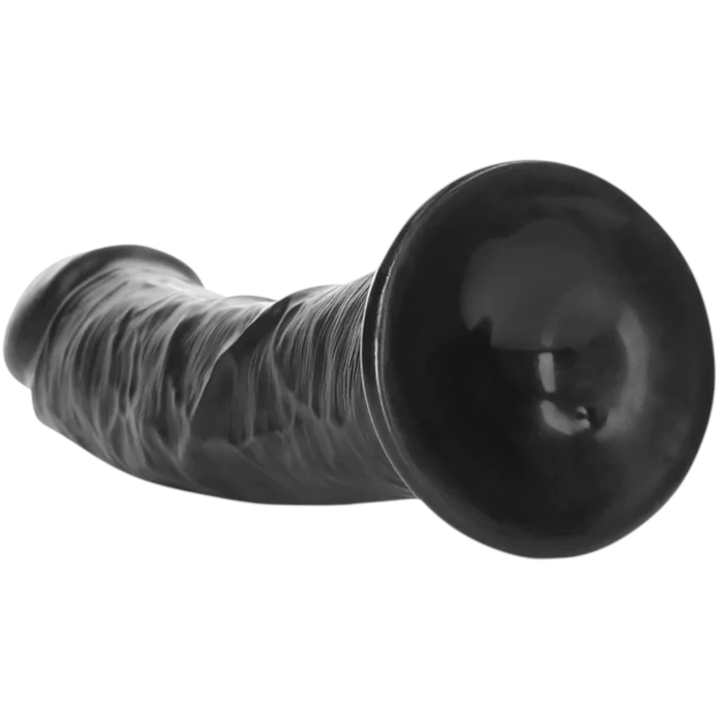 RealRock Curved Realistic Dildo with Suction Cup Black 8 Inch