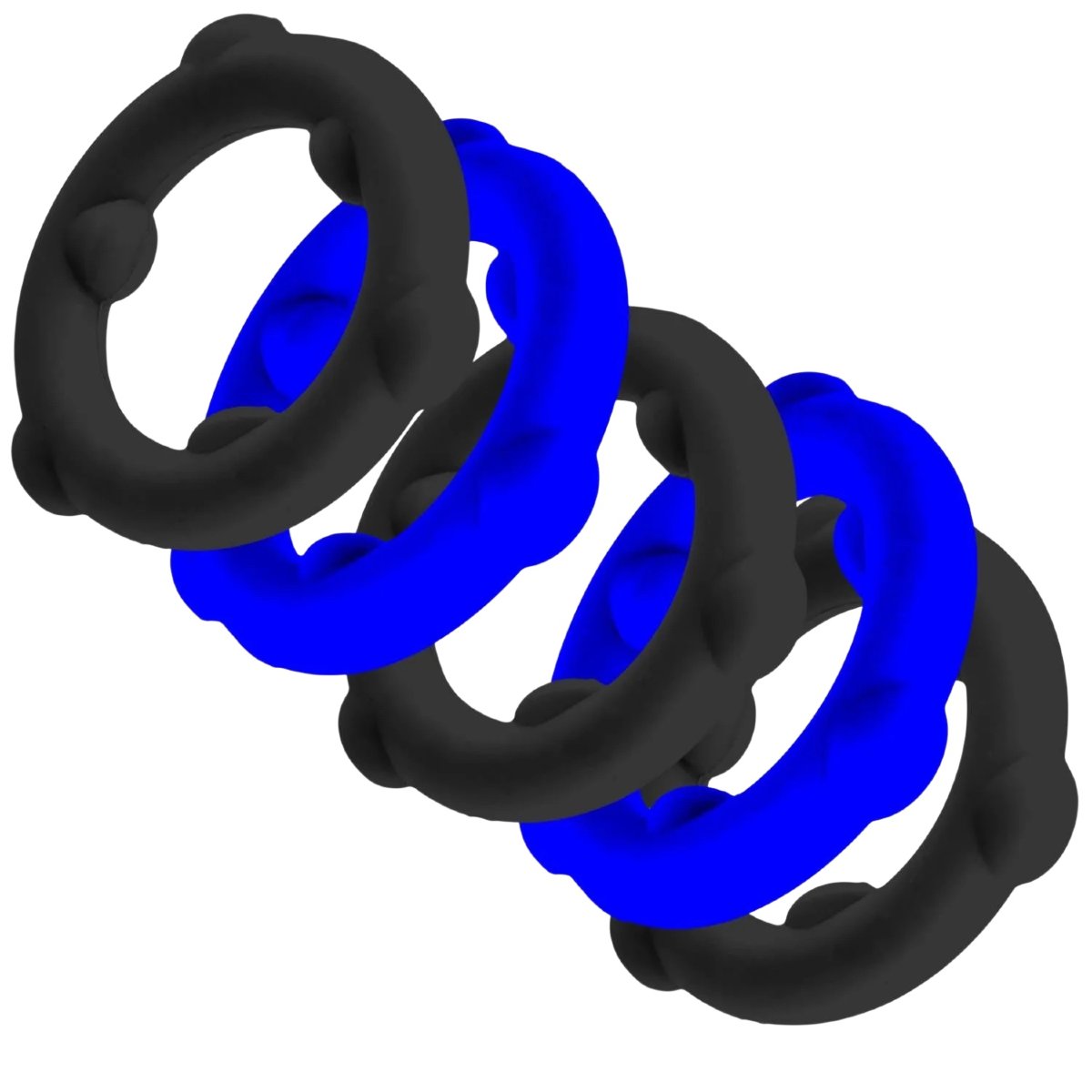 Oxballs Gearheads Mega-Stretch Liquid Silicone Cock Rings Black/Blue (5-Pack)