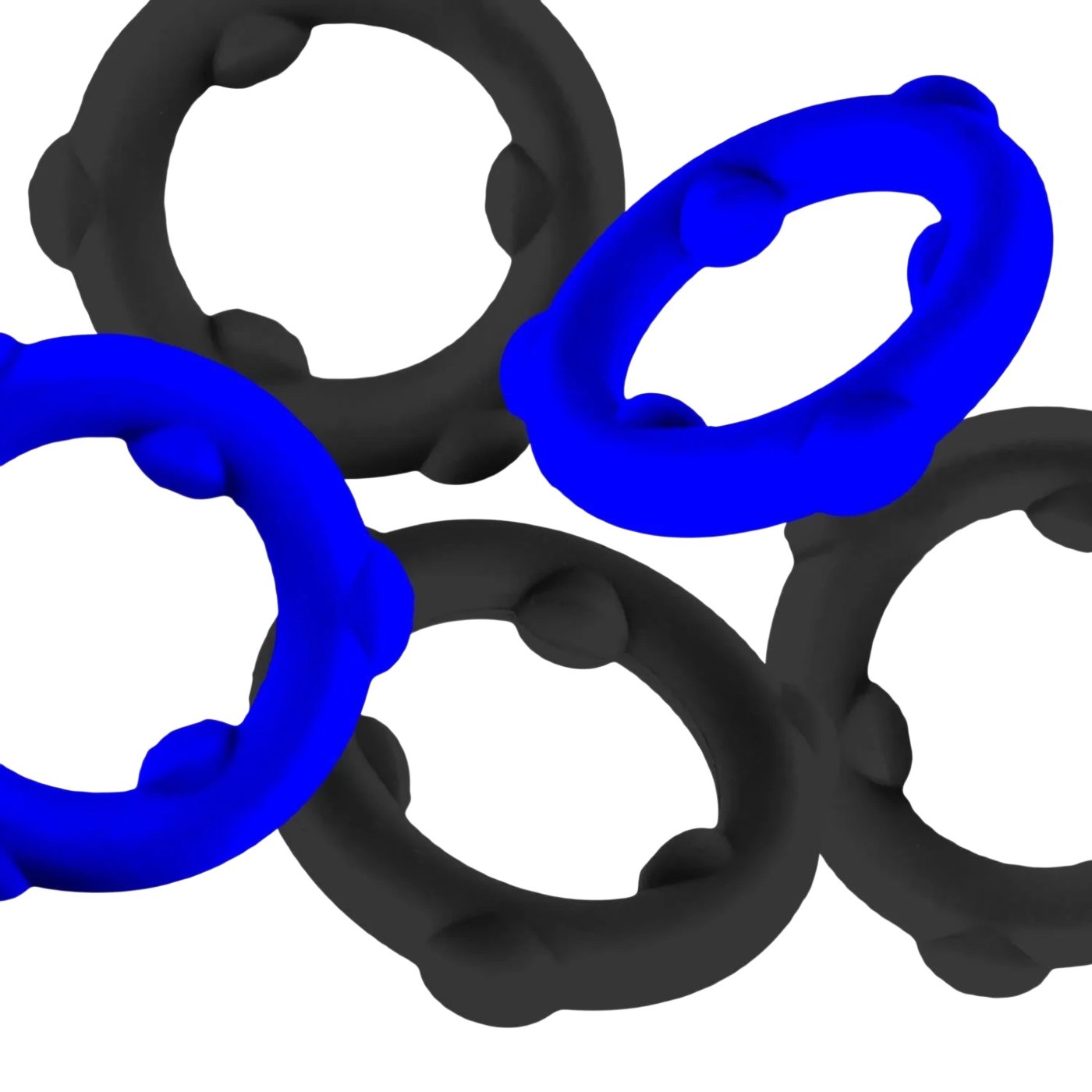 Oxballs Gearheads Mega-Stretch Liquid Silicone Cock Rings Black/Blue (5-Pack)