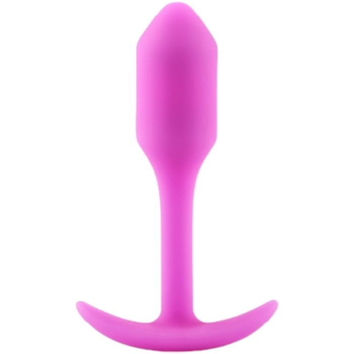 b-Vibe Snug Plug 1 Small Weighted Silicone Butt Plug 3.4 Inch Fuchsia
