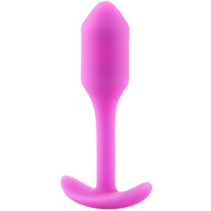 b-Vibe Snug Plug 1 Small Weighted Silicone Butt Plug 3.4 Inch Fuchsia
