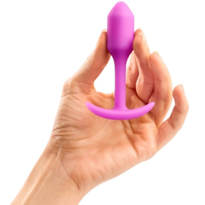 b-Vibe Snug Plug 1 Small Weighted Silicone Butt Plug 3.4 Inch Fuchsia