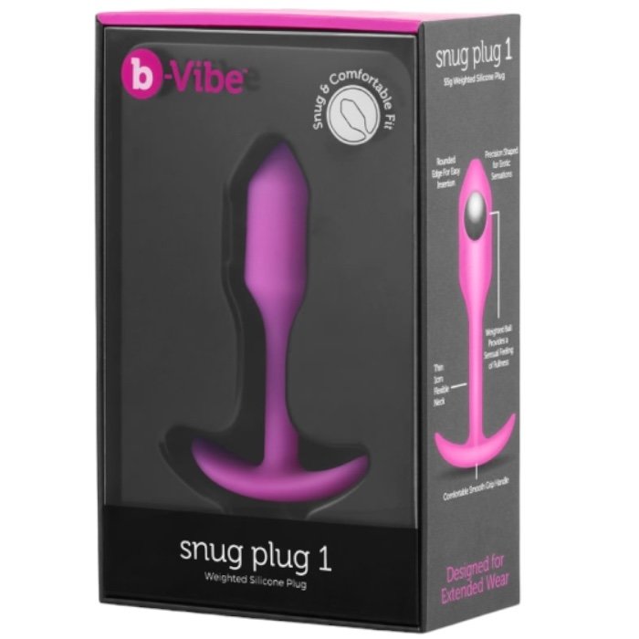 b-Vibe Snug Plug 1 Small Weighted Silicone Butt Plug 3.4 Inch Fuchsia