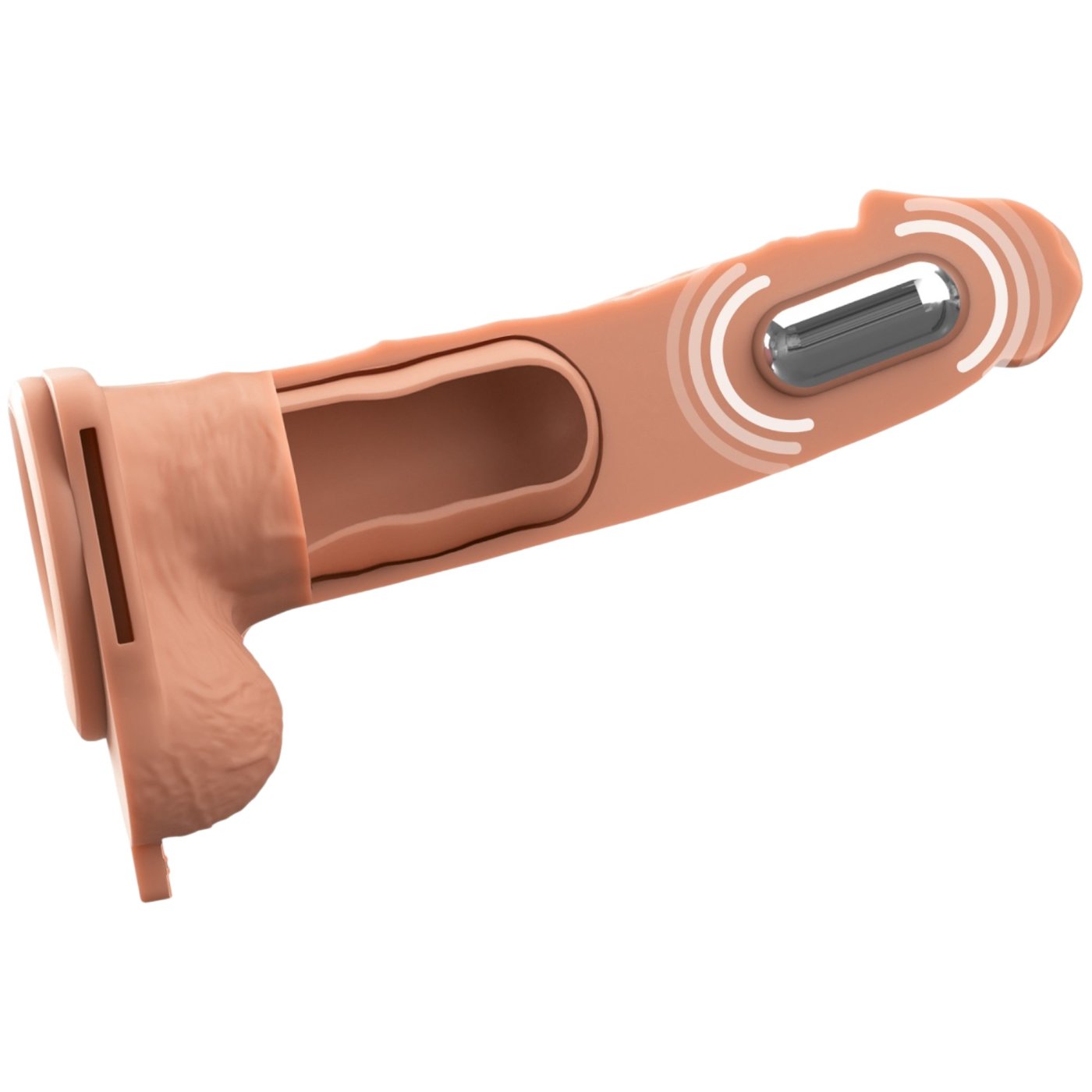 Fantasy X-Tensions Elite 7 Inch Vibrating Hollow Silicone Strap-On with Harness