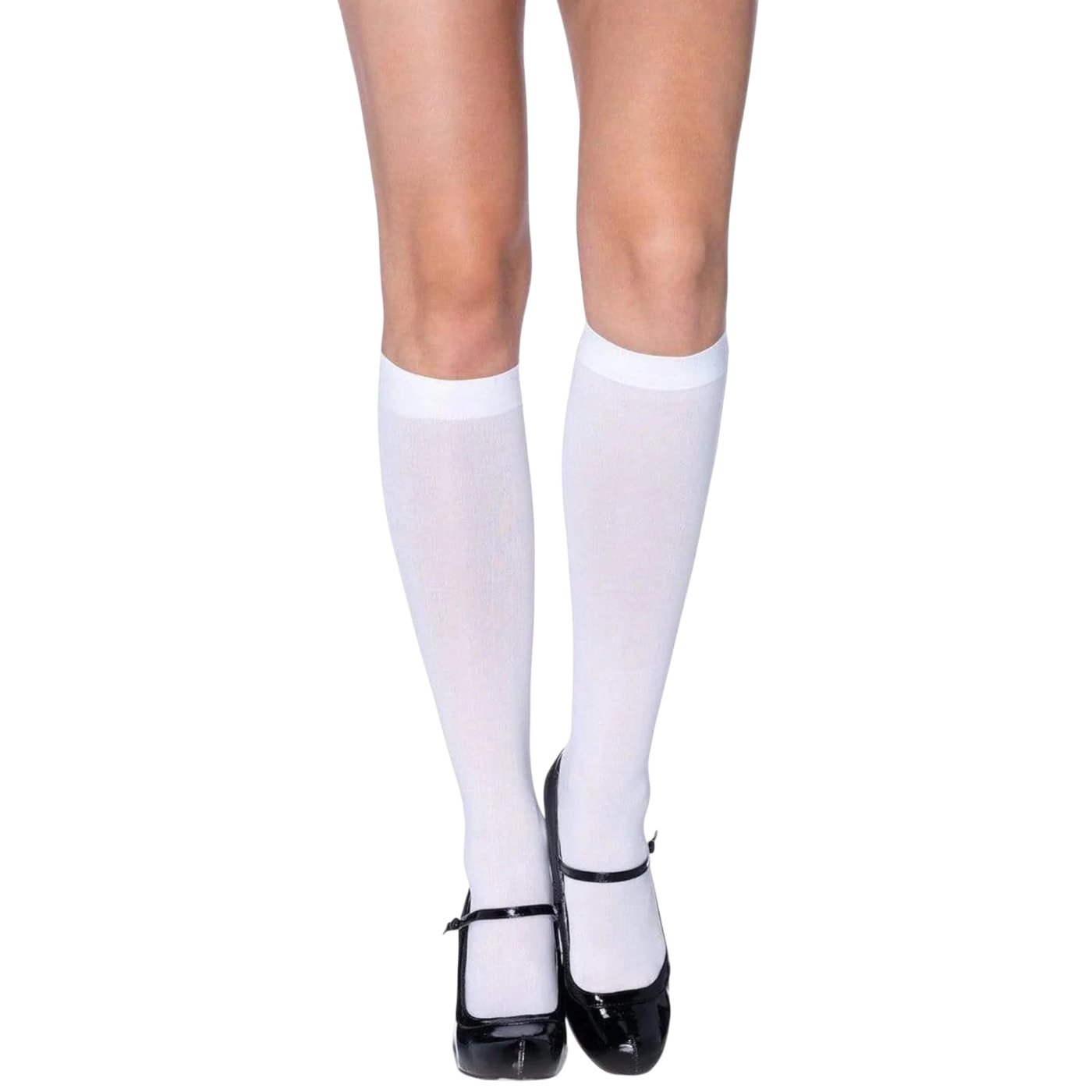 Leg Avenue White Nylon Knee-High Socks