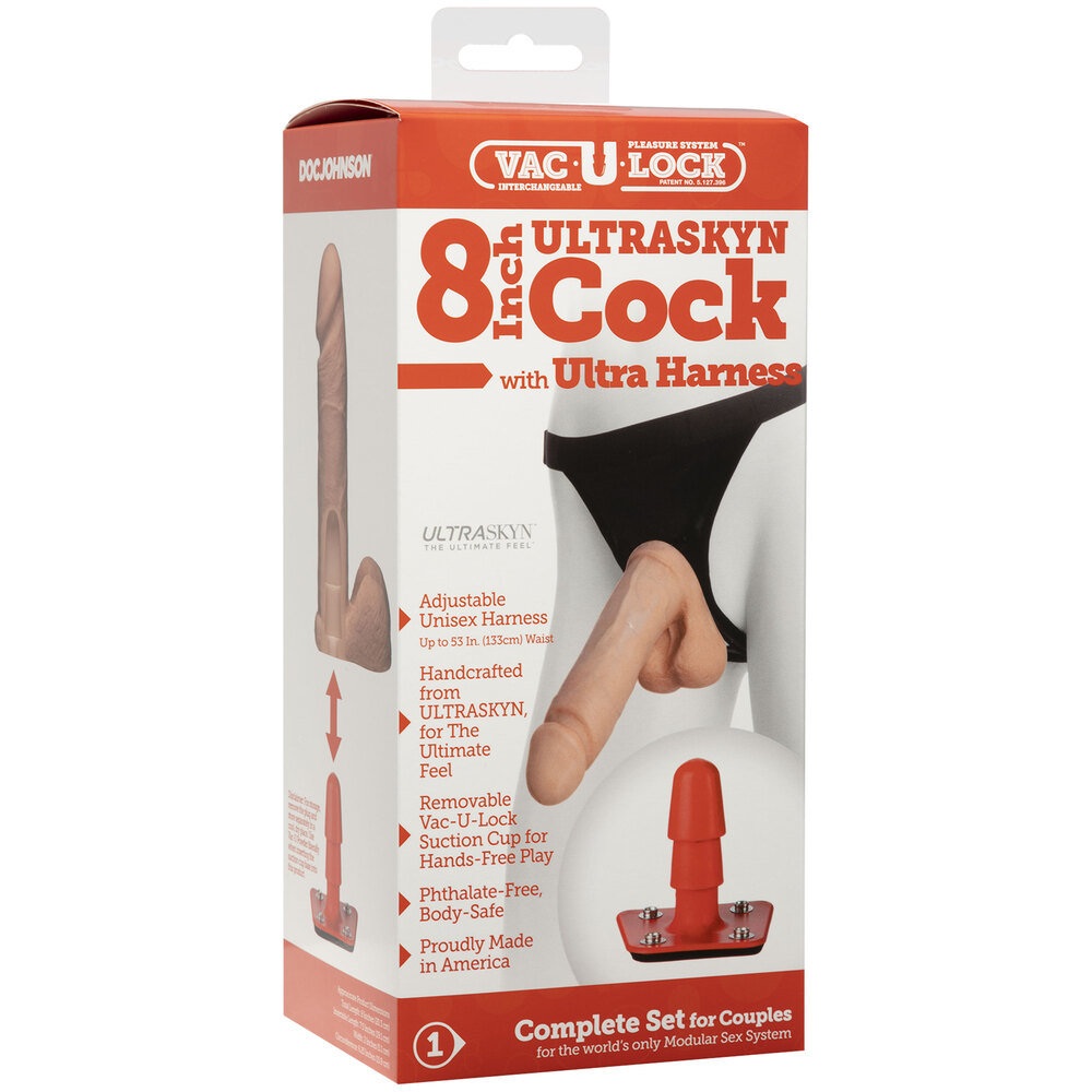 Vac-U-Lock Strap-On Harness Kit with Ultraskyn 8 Inch Realistic Dildo